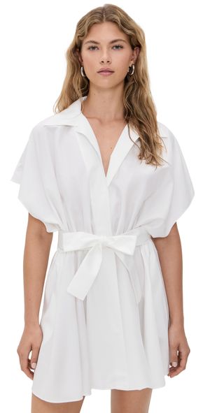 Norma Kamali Super Sleeveless Bf Neck Shirt Flared Mini Dress Snow White XL