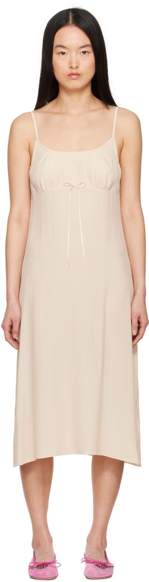 Simone Rocha Robe midi Negligee beige à boucle décorative