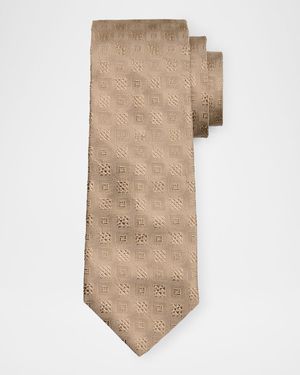 Men's Silk and Cotton Micro-Jacquard Tie