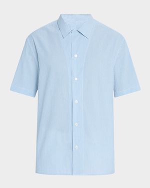 Men's Stripe Cotton Seersucker Short-Sleeve Shirt