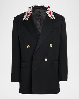 Men's Turbo-Embellished Double-Breasted Dinner Jacket