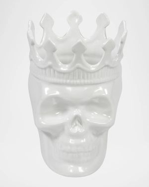 White Louise Skull Candle, 23.3 oz. - Rose de Vents Scent
