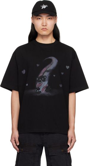 We11done Black Teddy Bear Print T-shirt