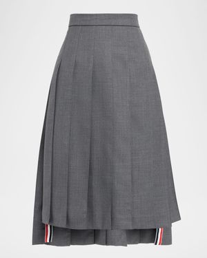 Pleated Super 120s Twill Midi Skirt
