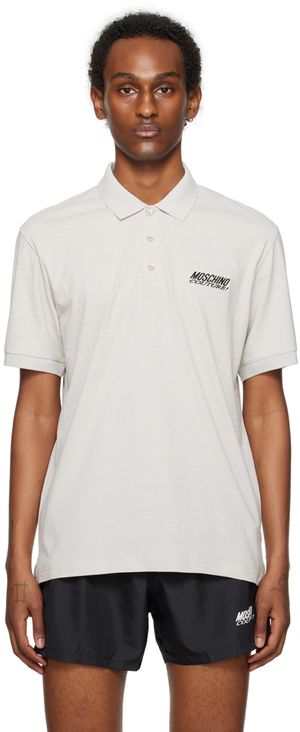 Moschino Gray Embroidered Polo