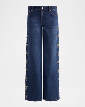 Amazing Embellished Low-Rise Baggy Jeans