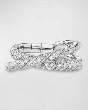 Sculpted Cable Flex 2-Row Ring in 18K White Gold, 16mm