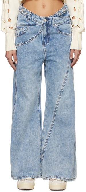 Feng Chen Wang Jean bleu à taille décentrée