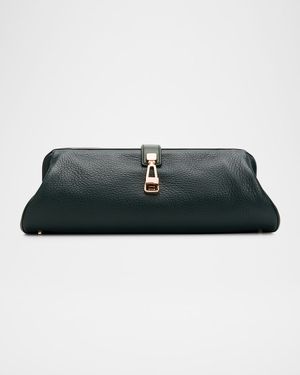 Paola Grained Leather Baguette Clutch Bag
