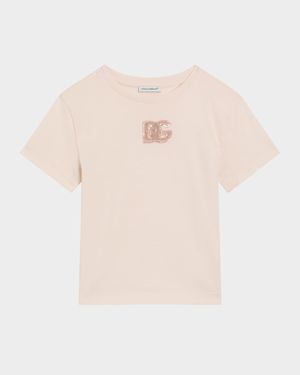 Girl's DG Logo Patch Short-Sleeve T-Shirt, Size 4-6