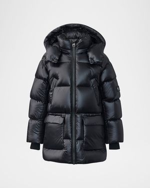 Kid's Kennie Quilted Logo Jacket, Size 8-14