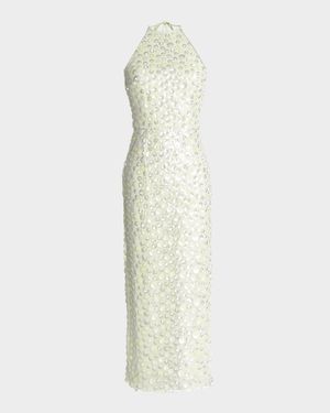 Dani Low-Back Sequin Halter Midi Dress