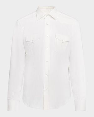 Men's White Denim Western Shirt