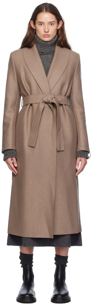 Harris Wharf London Taupe Shawl Collar Coat