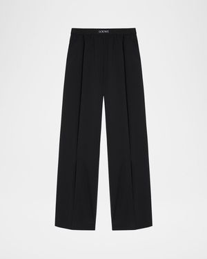 Logo Waistband Wide-Leg Trousers