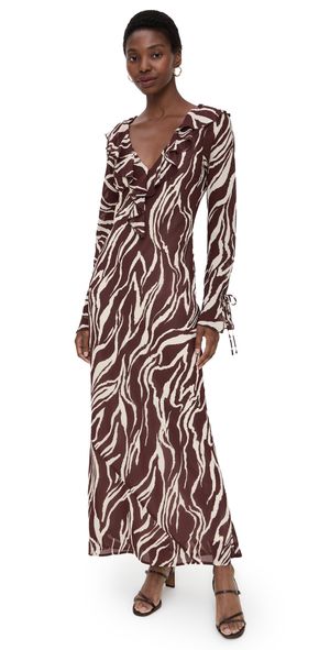 WAYF Dakota Long Sleeve Dress Zebra XS