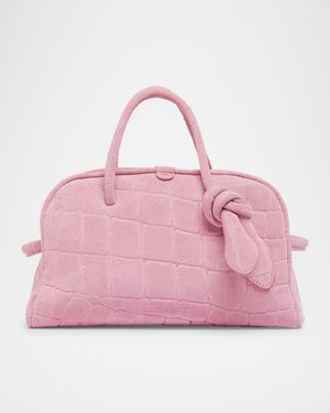 Le Petit Turismo Croc-Embossed Suede Bowling Bag