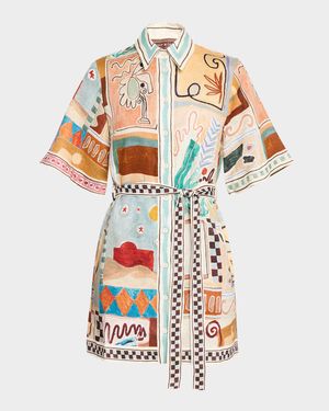 Michelle Linen Mini Shirtdress