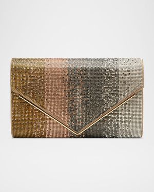 Candy Striped Rhinestone Satin Envelope Clutch Bag