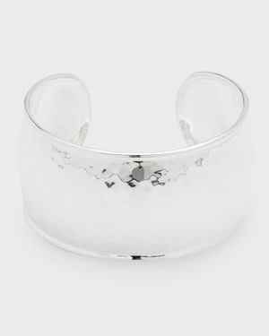 Statement Hammered Cuff Bracelet in Sterling Silver