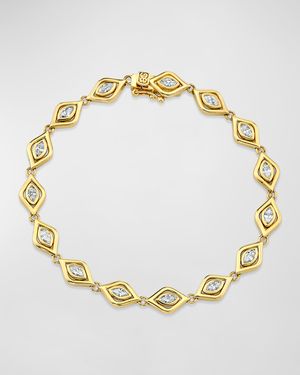 14K Yellow Gold Marquis Diamond Evil Eye Eternity Bracelet