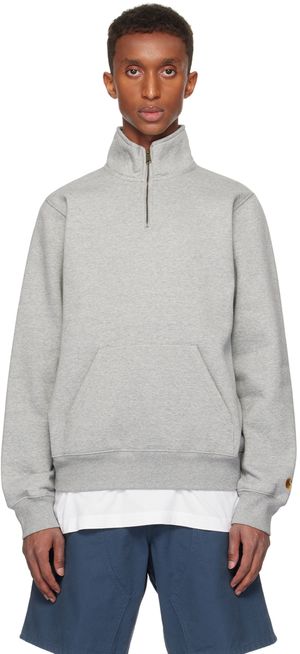 Carhartt Work In Progress Gray Chase Neck Zip Sweatshirt
