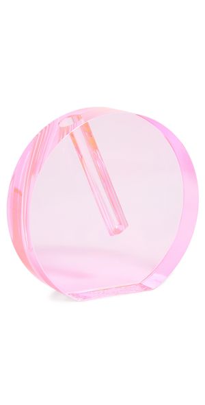 Tizo Design Large Crystal Round Flat Glass Vase Pink One Size