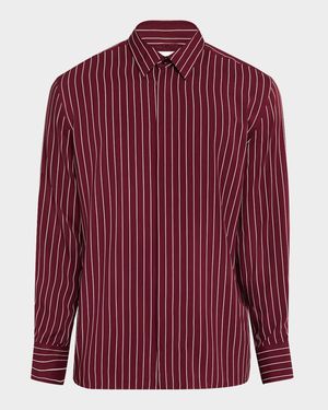 Men's Vertical Stripe Silk Sport Shirt
