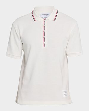 Men's Grosgrain-Trim Waffle Knit Polo Shirt