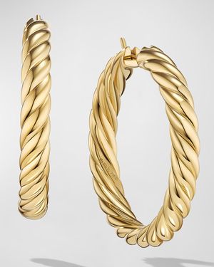 Sculpted Cable Hoop Earrings in 18K Gold, 5.5mm, 1.5"L
