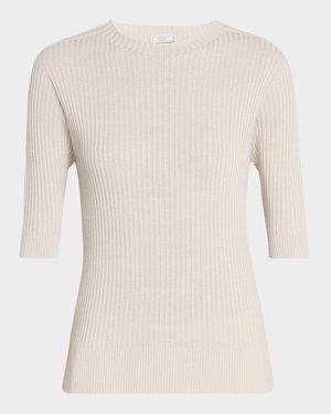Rib Knit 3/4 Sleeve Sweater