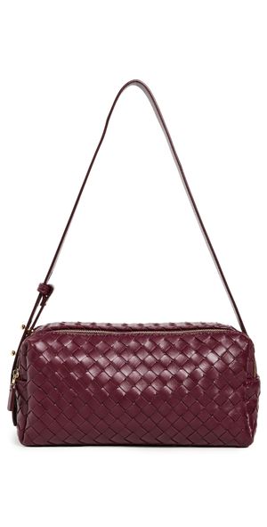Elleme Trousse Woven Leather Shoulder Bag Burgundy One Size