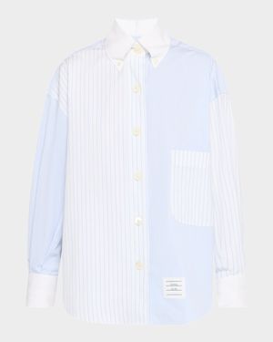 Fun Mix Micro Striped Poplin Oversized Shirt