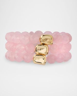 Rose Quartz and Gold Accent Multi-Strand Stretch Bracelet