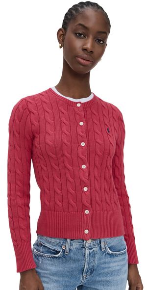 Polo Ralph Lauren Cotton Cable Long Sleeve Cardigan Nantucket Red S