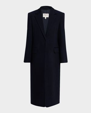 Mattie Single-Breasted Coat in Wool Twill