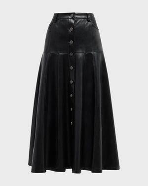 Veena Vegan Leather Midi Skirt