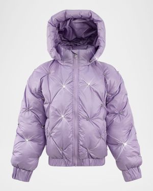 Girl's Lavender Sparkle Puffer Jacket, Size 2-14