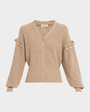Zelia Knit Faux-Pearl Cardigan