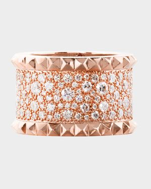 ROCK & DIAMONDS 18K Rose Gold Ring with Diamonds, Size 6.5