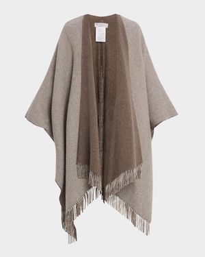 Reversible Metallic Herringbone Double Brushed Cashmere Poncho