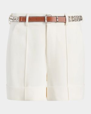 Ester Cuffed Shorts with Rhinestone Belt