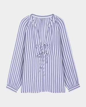 Brielle Striped Tie-Front Blouse