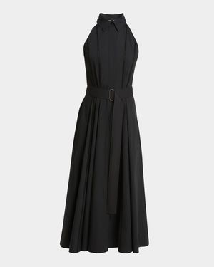 Dorothy Belted Ladder Stitch Poplin Midi Dress