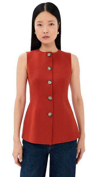 Veronica Beard Jessup Vest Carnelian Red 0