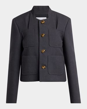 Knot-Button Light Structured Cotton Jacket