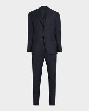Men's Wool Micro-Plaid Two-Piece Suit