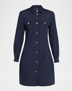 Cotton Poplin Mini Shirtdress