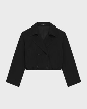 Oversized Double-Breasted Crop Trench Coat