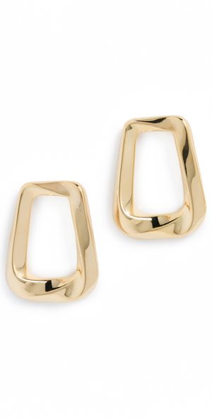 By Adina Eden Solid Open Curved Rectangular Stud Earrings Gold One Size